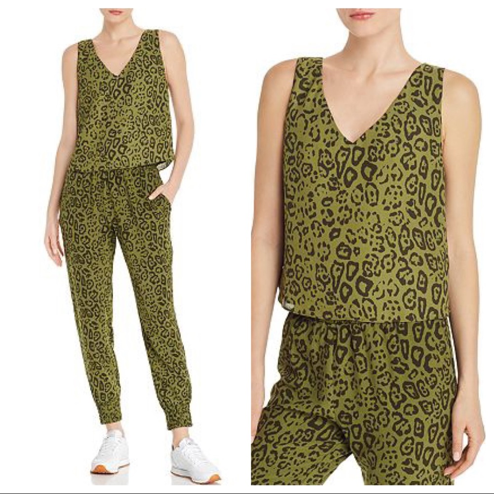 AQUA Leopard Print Cropped Top and Jogger Set